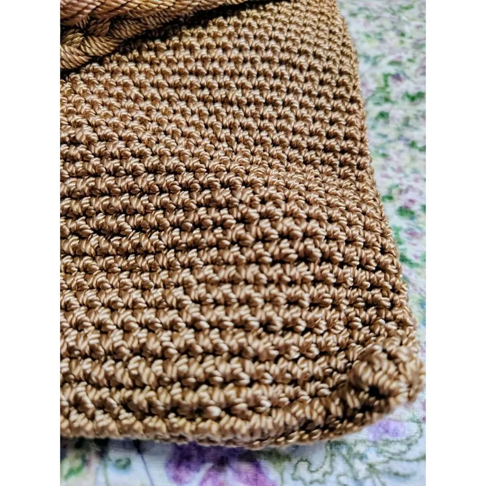 EUC THE SAK Classic Shoulder Cross Body Crochet Purse taupe/Brown